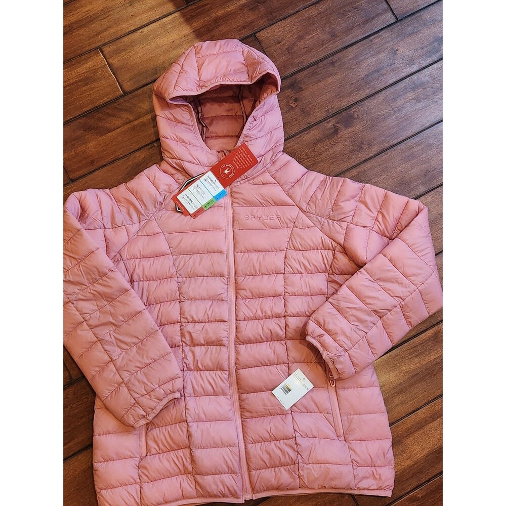 Spyder Packable Puffer Jacket Womens XL with Hood, Lightweight Full Zip